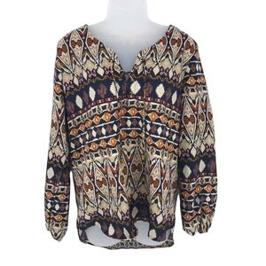 Time to Bloom Peasant‎ Style Long Sleeve Tunic Top Size L